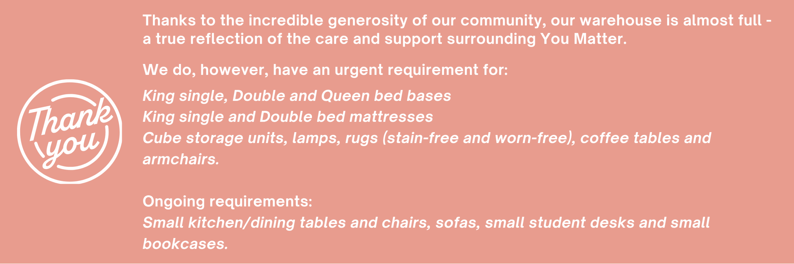 website donate goods current needs